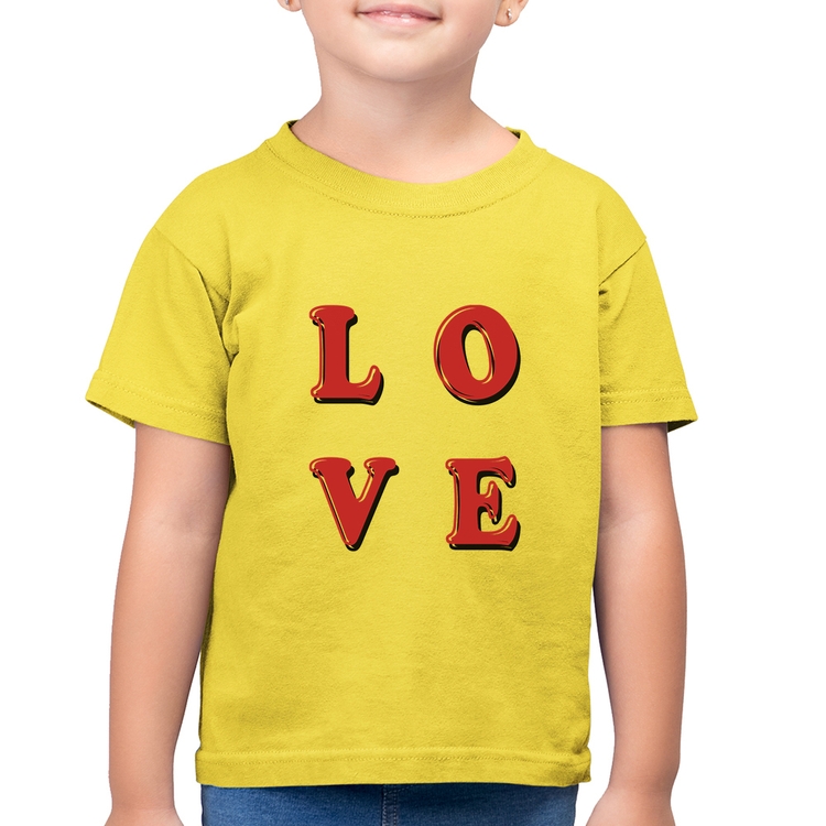 Camiseta Algodão Infantil LOVE - Amarelo Canário
