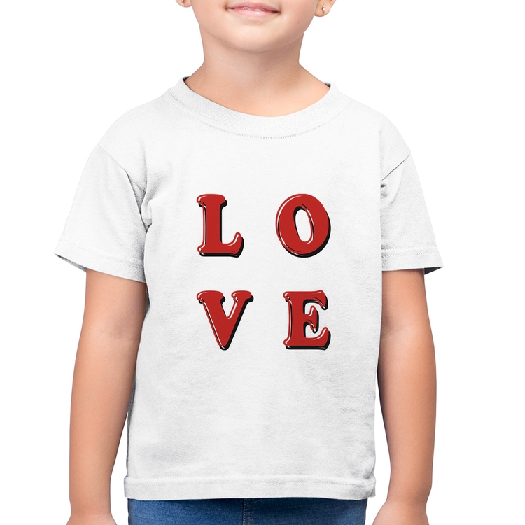 Camiseta Algodão Infantil LOVE - Branca