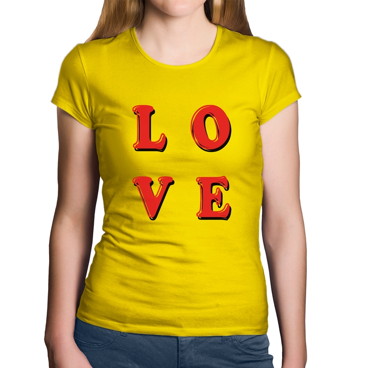 Baby Look Algodão LOVE - Amarela