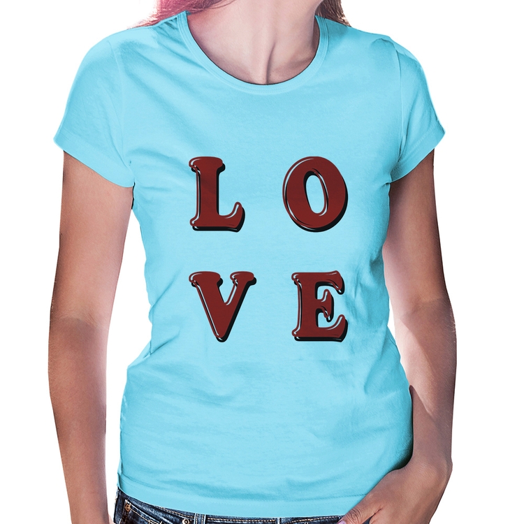 Baby Look LOVE - Azul Bebê