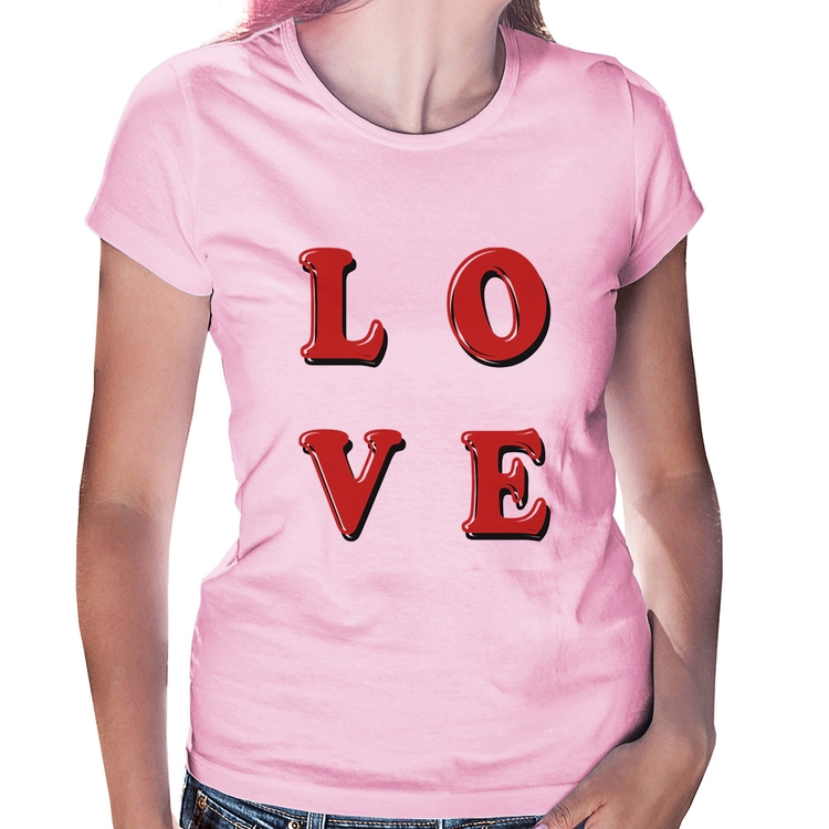 Baby Look LOVE - Rosa Bebê