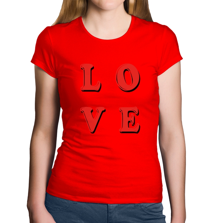 Baby Look Algodão LOVE - Vermelha