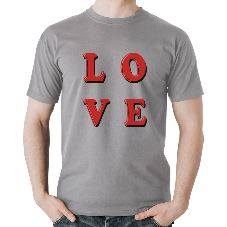 Camiseta Algodão LOVE - Cinza