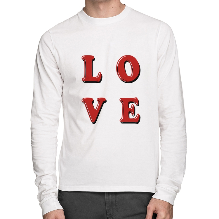 Camiseta Algodão LOVE Manga Longa - Branca