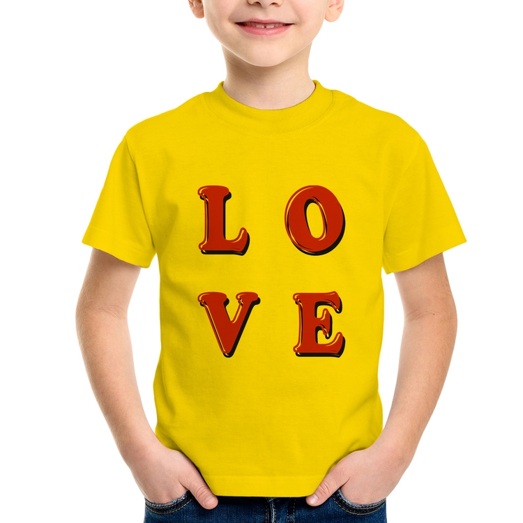 Camiseta Infantil LOVE - Amarela