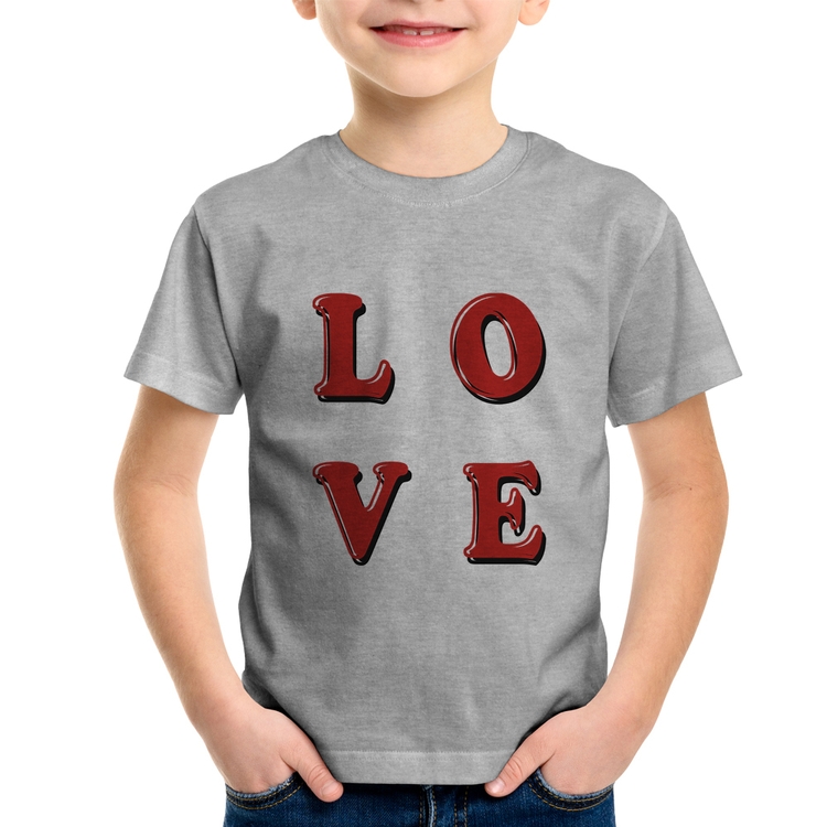 Camiseta Infantil LOVE - Cinza