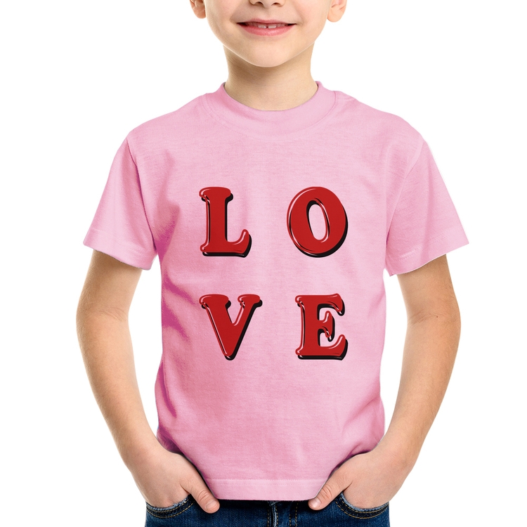 Camiseta Infantil LOVE - Rosa Bebê