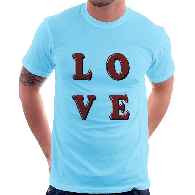 Camiseta LOVE - Azul Bebê