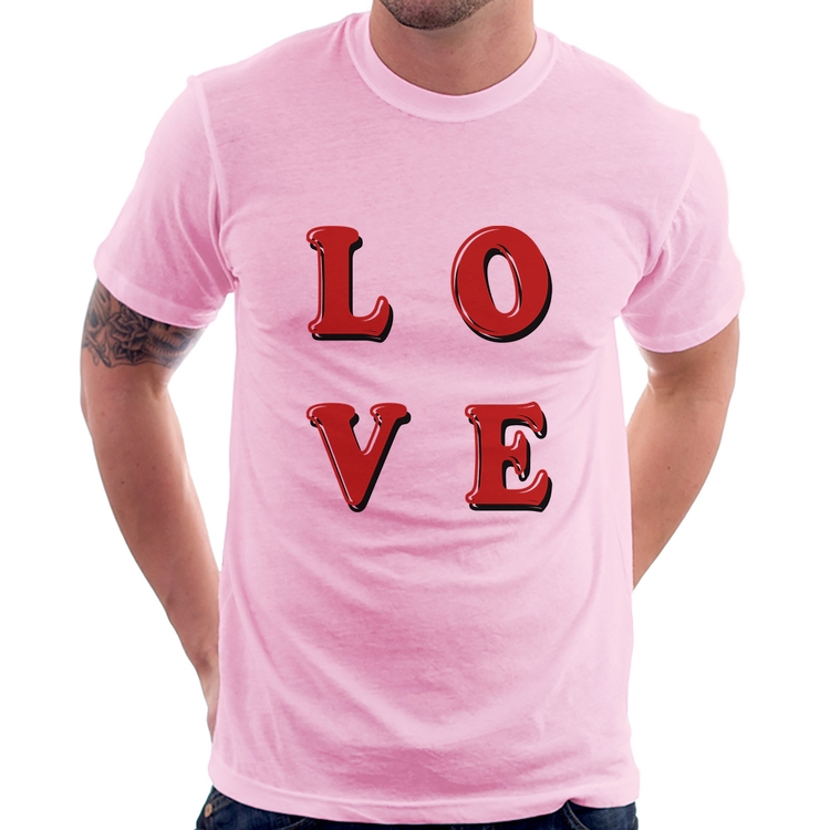 Camiseta LOVE - Rosa Bebê