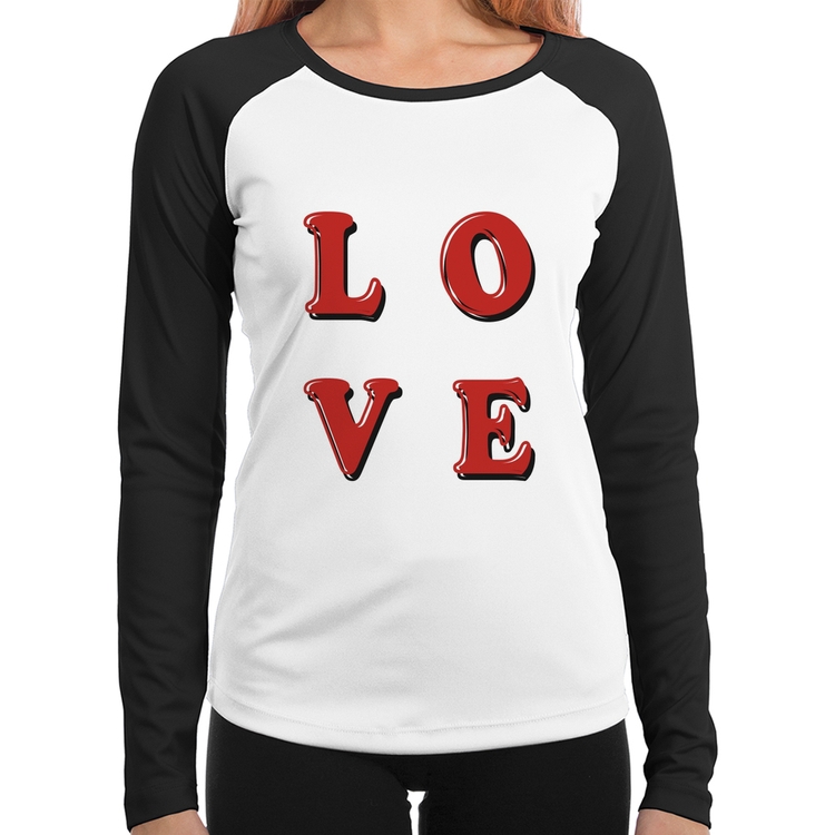 Baby Look Raglan LOVE Manga Longa