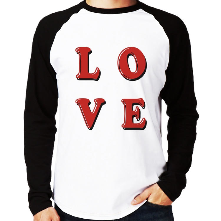 Camiseta Raglan LOVE Manga Longa