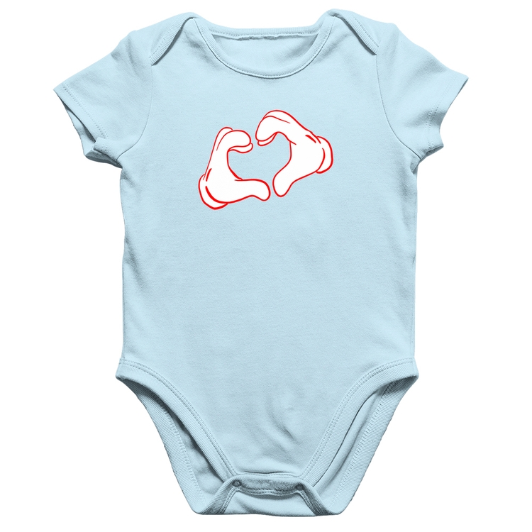 Body Bebê Algodão Love Hand - Azul Bebê