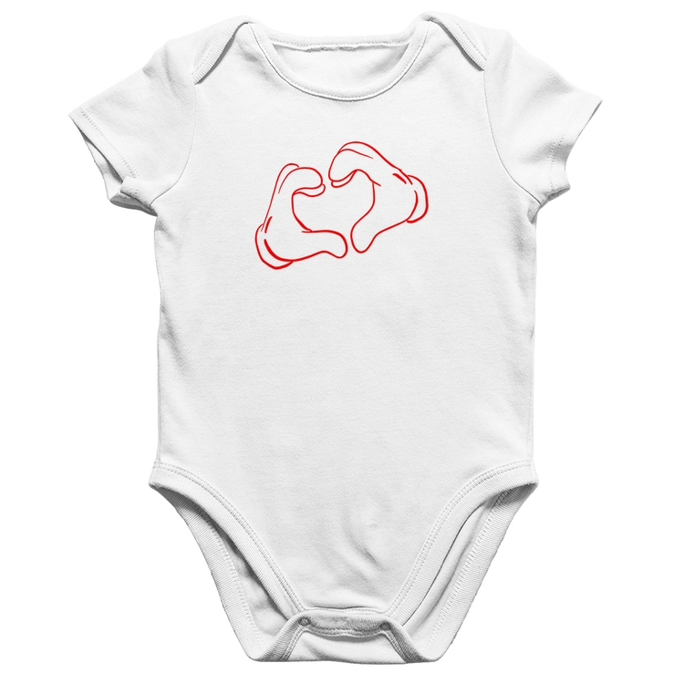Body Bebê Algodão Love Hand - Branco