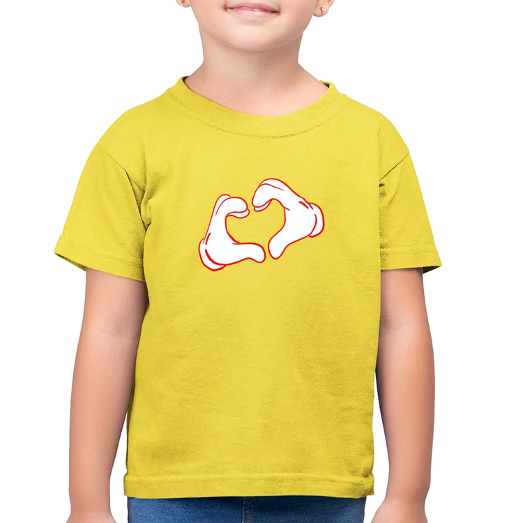 Camiseta Algodão Infantil Love Hand - Amarelo Canário