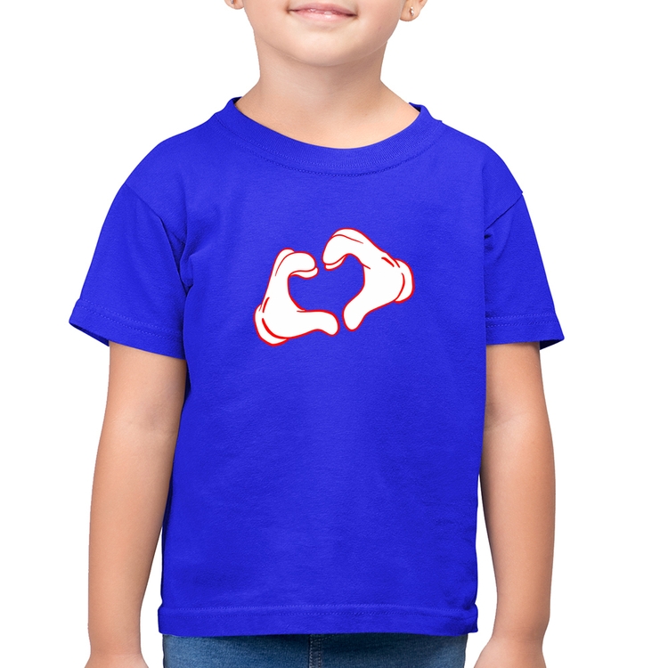 Camiseta Algodão Infantil Love Hand - Azul Royal