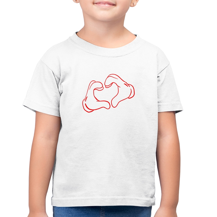 Camiseta Algodão Infantil Love Hand - Branca