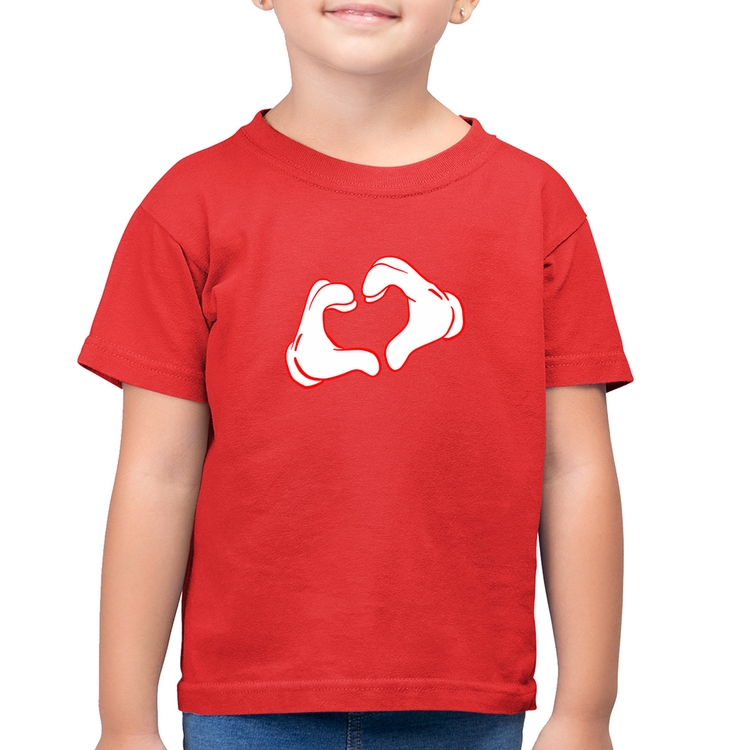 Camiseta Algodão Infantil Love Hand - Vermelha