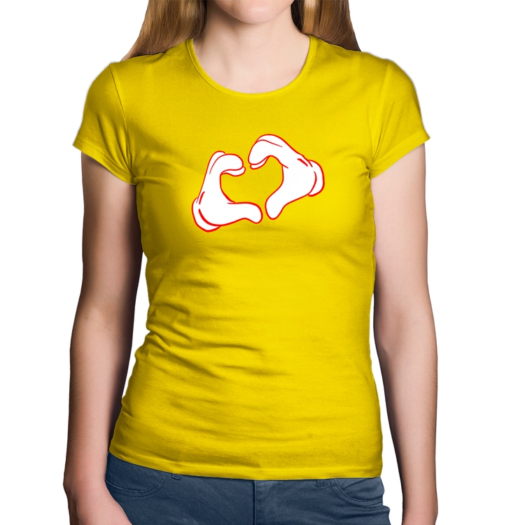 Baby Look Algodão Love Hand - Amarela