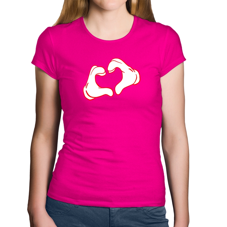 Baby Look Algodão Love Hand - Rosa