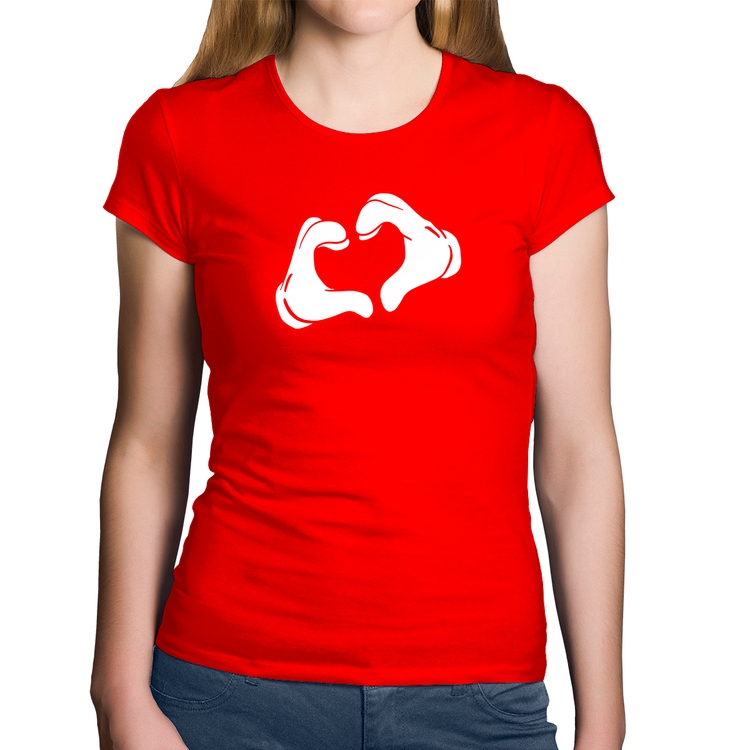 Baby Look Algodão Love Hand - Vermelha