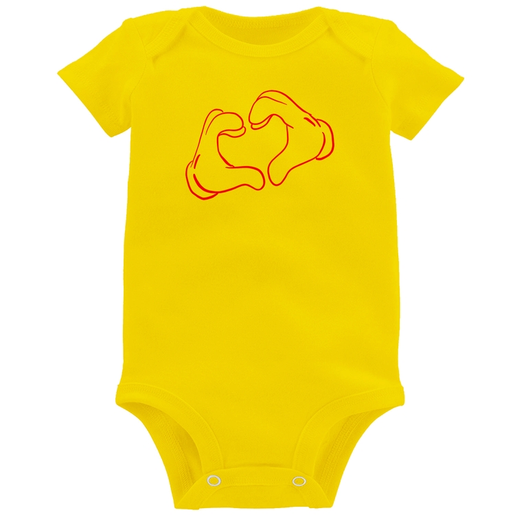 Body Bebê Love Hand - Amarelo