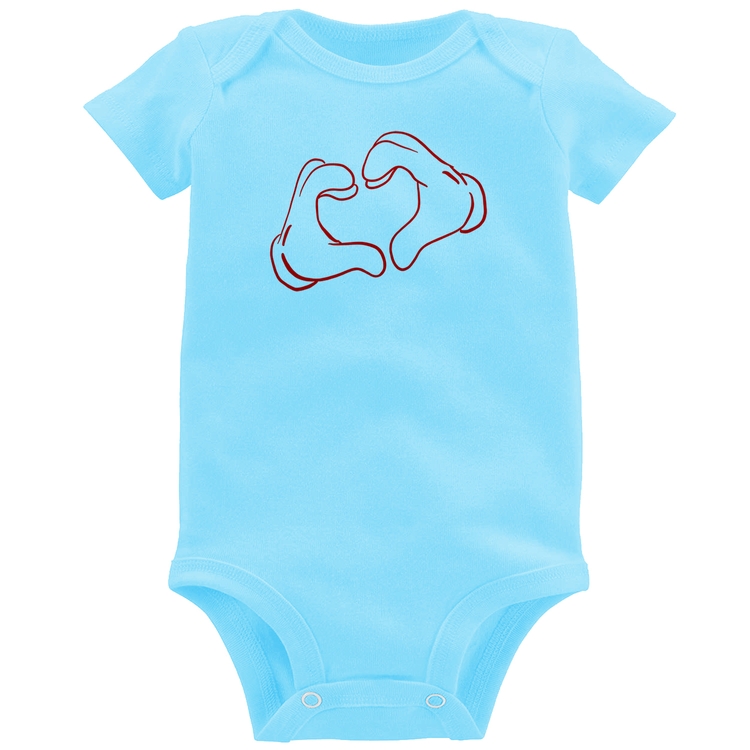 Body Bebê Love Hand - Azul Bebê