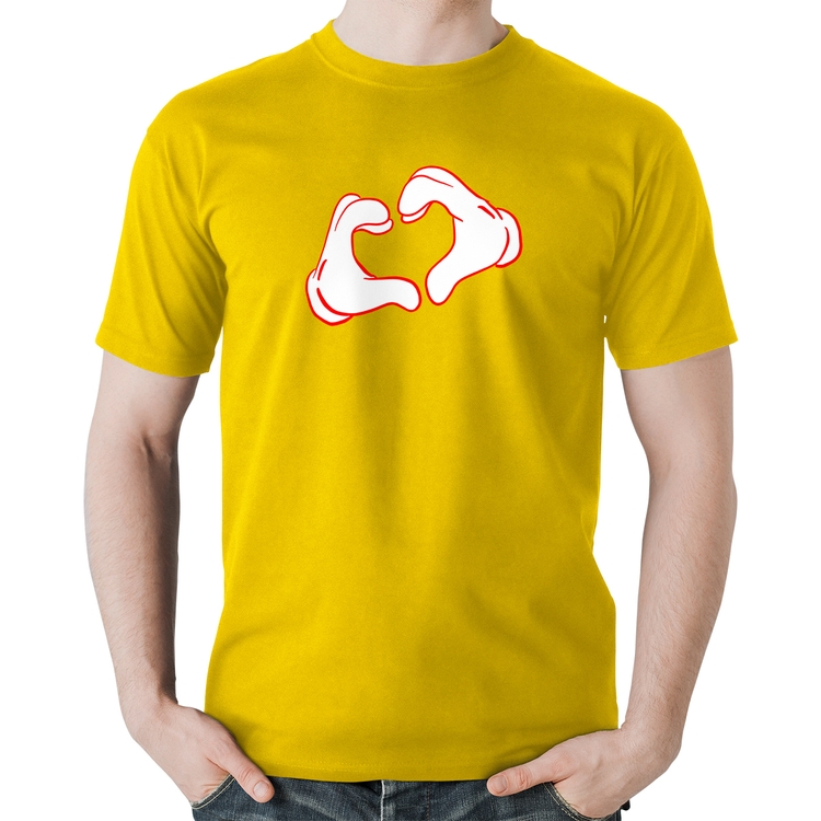 Camiseta Algodão Love Hand - Amarela