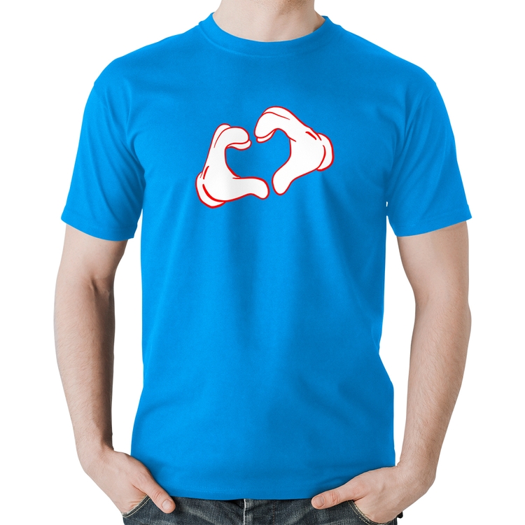 Camiseta Algodão Love Hand - Azul