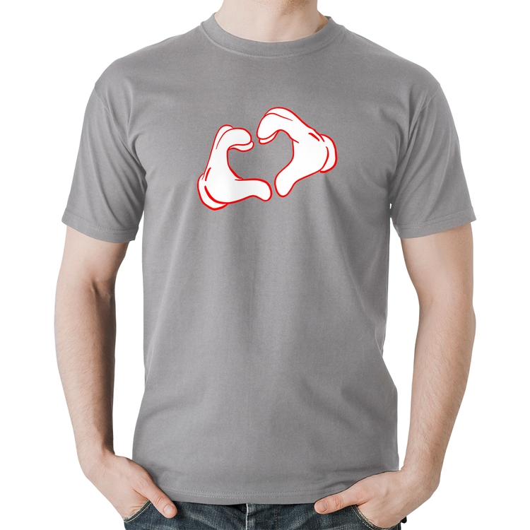 Camiseta Algodão Love Hand - Cinza