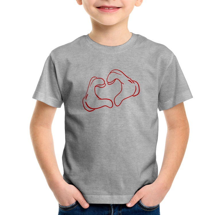 Camiseta Infantil Love Hand - Cinza