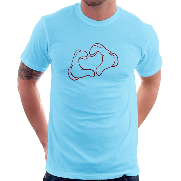 Camiseta Love Hand - Azul Bebê