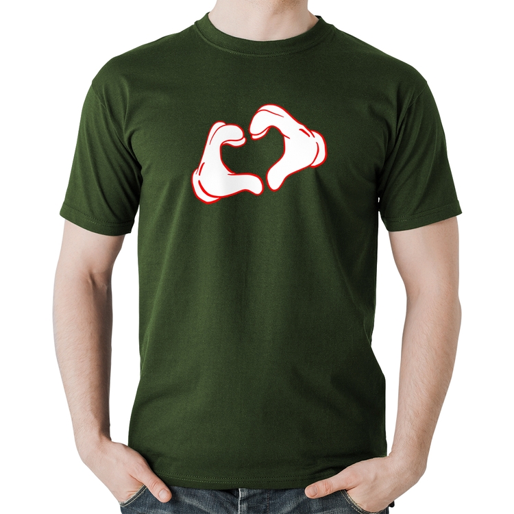 Camiseta Algodão Love Hand - Musgo