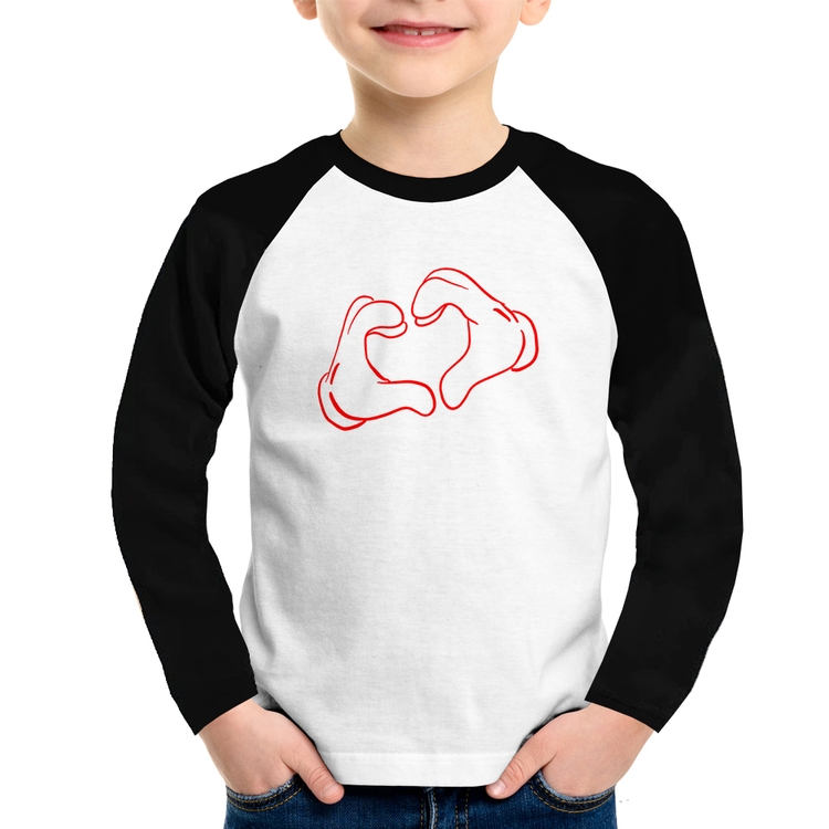 Camiseta Raglan Infantil Love Hand Manga Longa