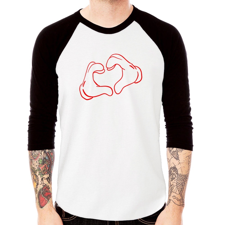 Camiseta Raglan Love Hand Manga 3/4
