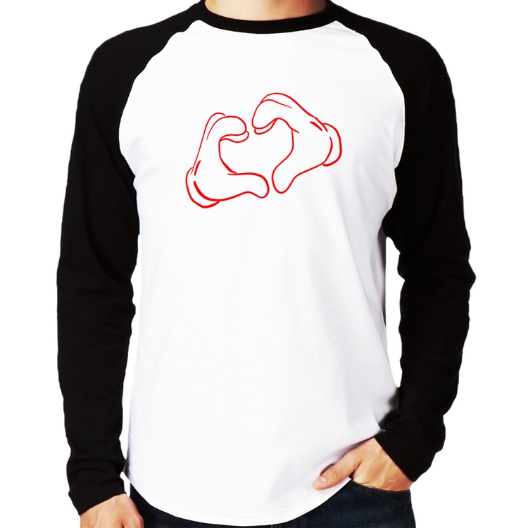 Camiseta Raglan Love Hand Manga Longa