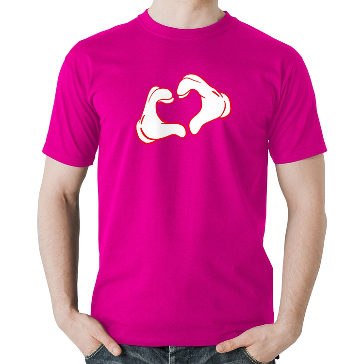 Camiseta Algodão Love Hand - Rosa