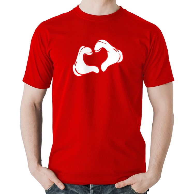 Camiseta Algodão Love Hand - Vermelha