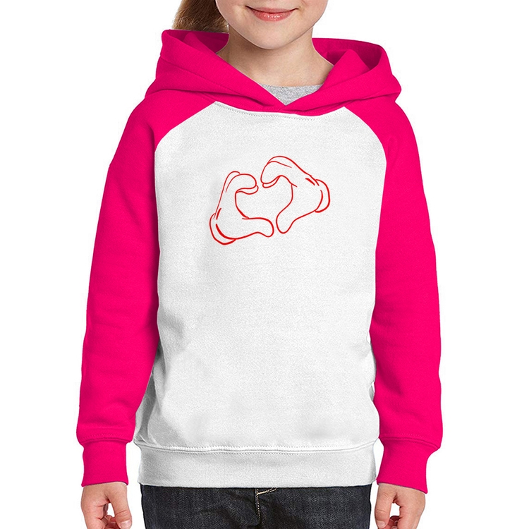 Moletom Infantil Love Hand - Branco/Rosa