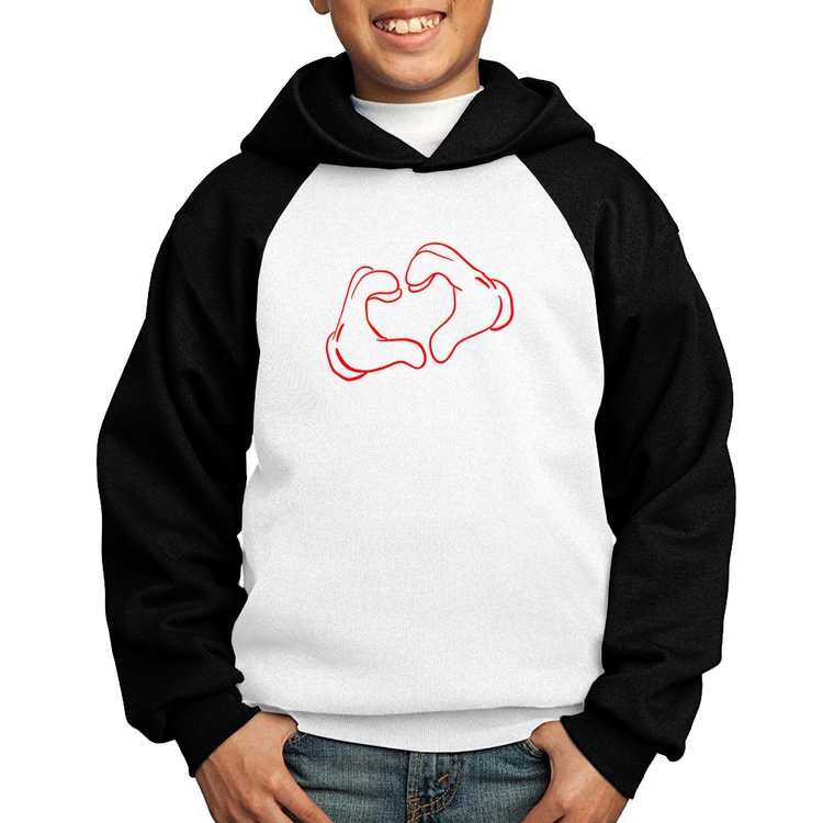 Moletom Infantil Love Hand - Branco/Preto