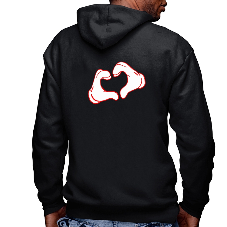 Blusa Moletom Love Hand Masculina com Capuz e Zíper