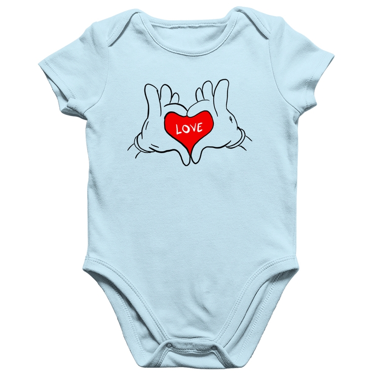 Body Bebê Algodão Love Hands  - Azul Bebê