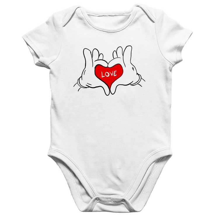 Body Bebê Algodão Love Hands  - Branco