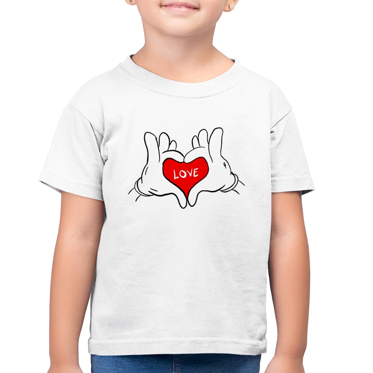 Camiseta Algodão Infantil Love Hands  - Branca