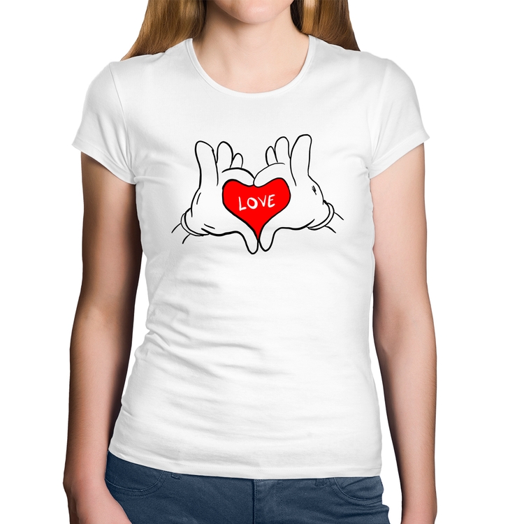 Baby Look Algodão Love Hands  - Branca