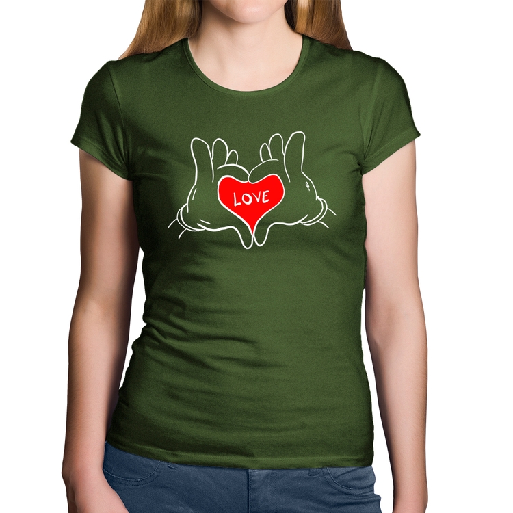 Baby Look Algodão Love Hands  - Musgo