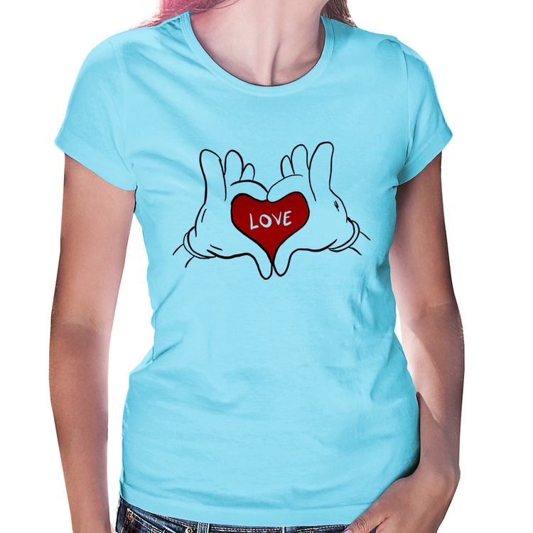 Baby Look Love Hands  - Azul Bebê