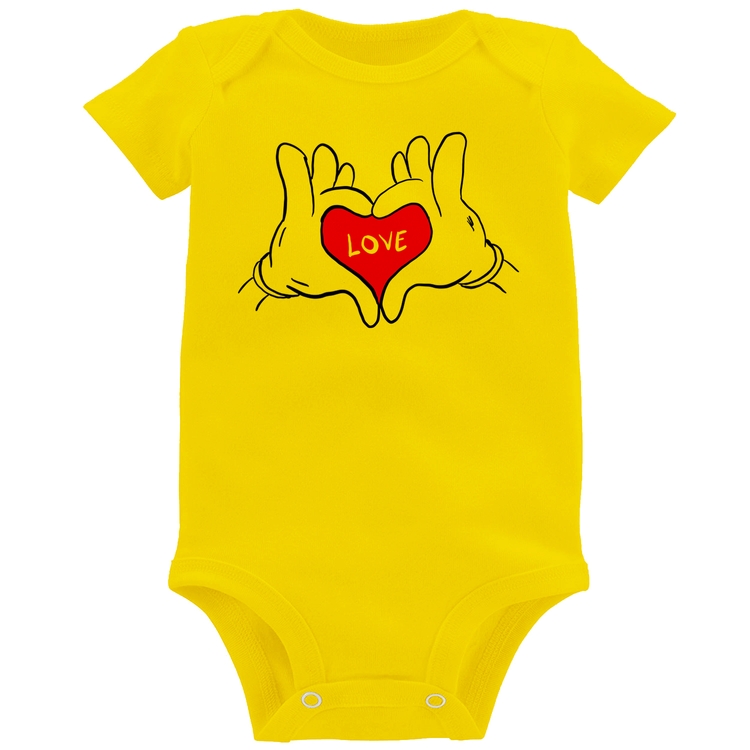 Body Bebê Love Hands  - Amarelo