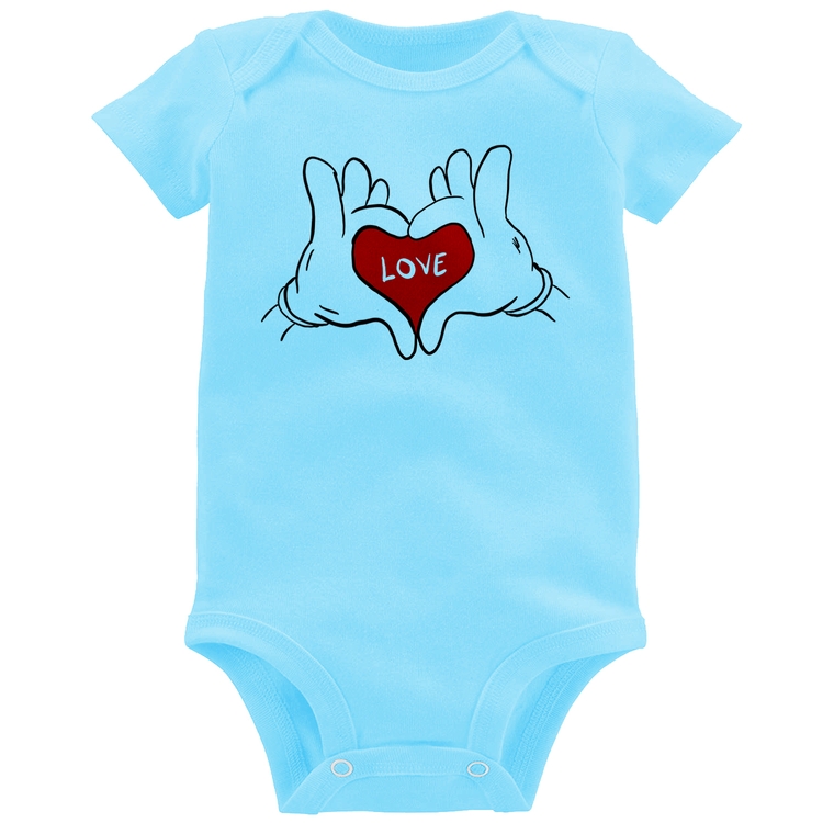 Body Bebê Love Hands  - Azul Bebê
