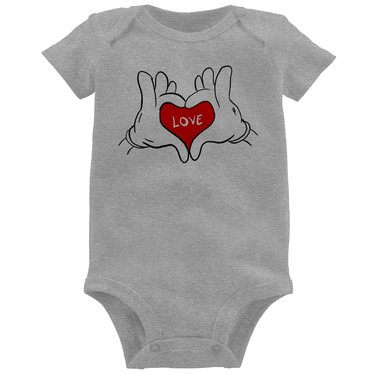 Body Bebê Love Hands  - Cinza