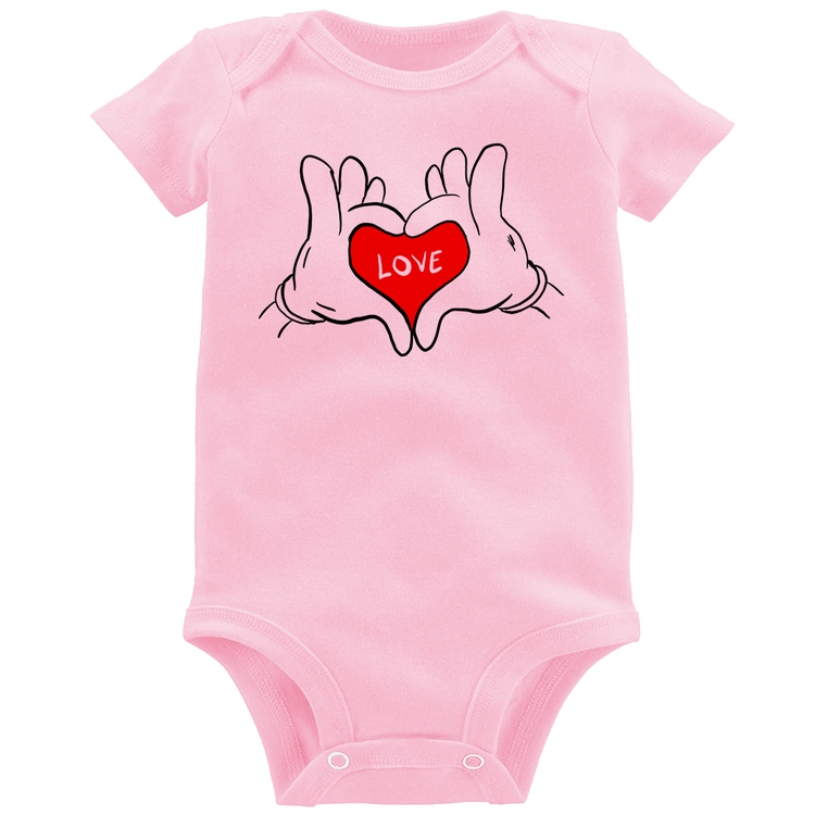Body Bebê Love Hands  - Rosa Bebê